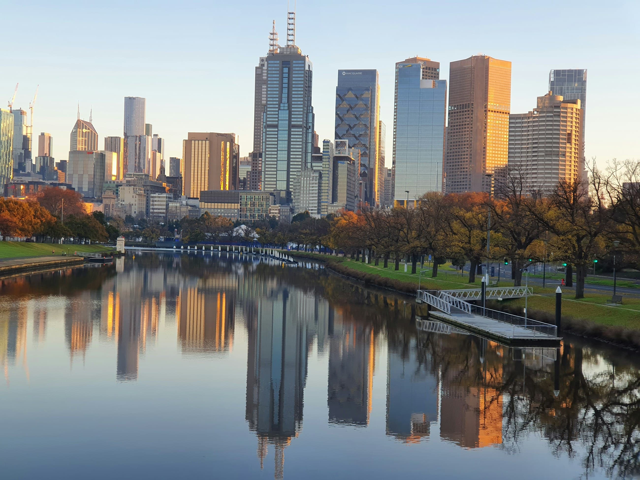 Melbourne at dawn, seen across the Yarra River